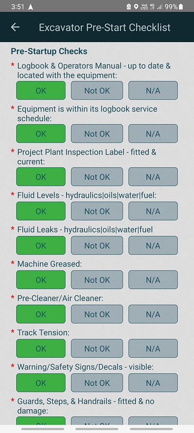 Mobile Plant Pre-Start Checks